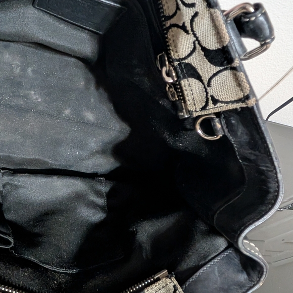 Vtg Coach Hampton Signature F13068 Canvas Leather Trim Shoulder Bag Y2K Tassel - Picture 15 of 16